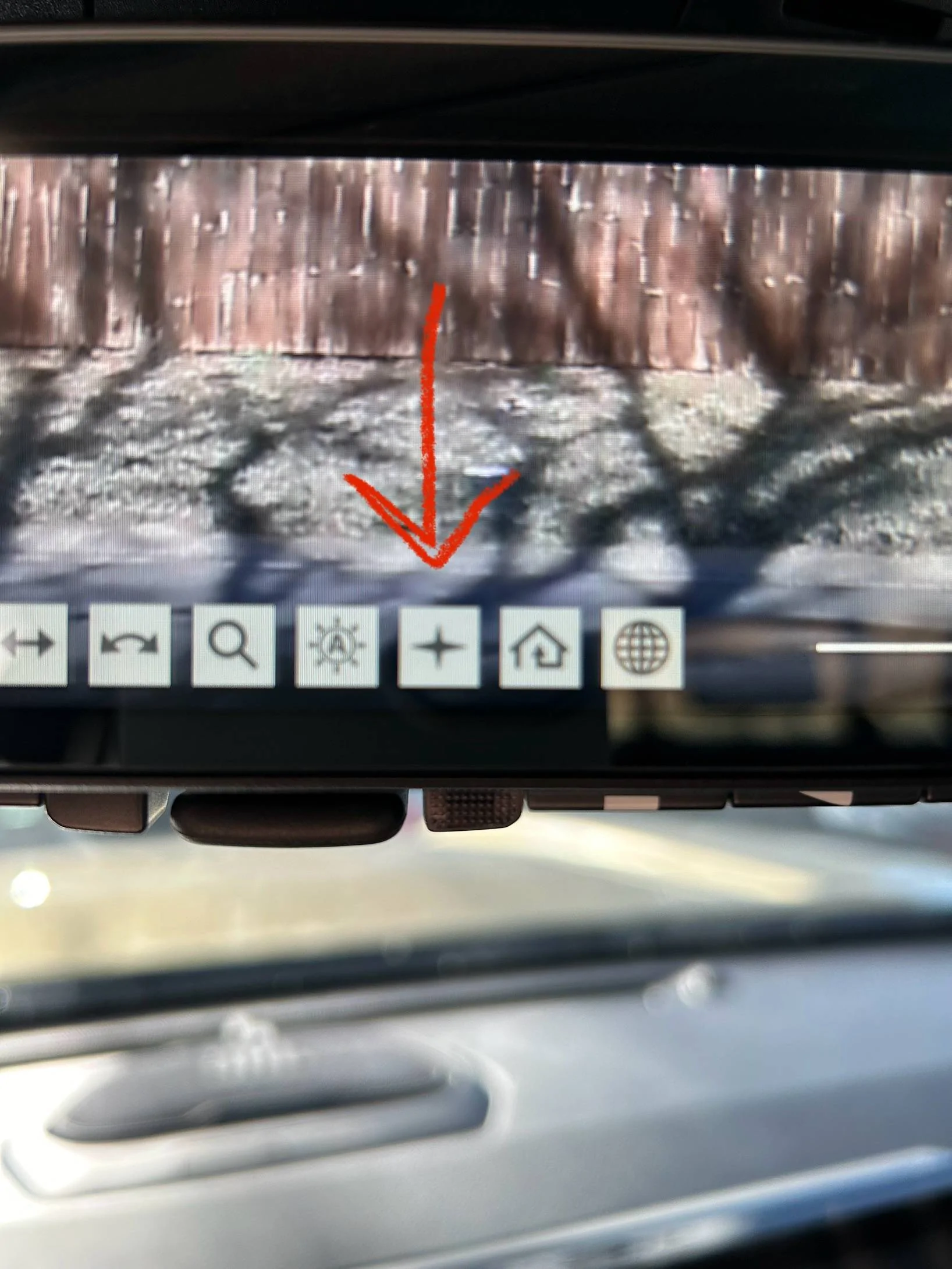 2024 Tacoma Strange icon on digital rear view mirror IMG_0845