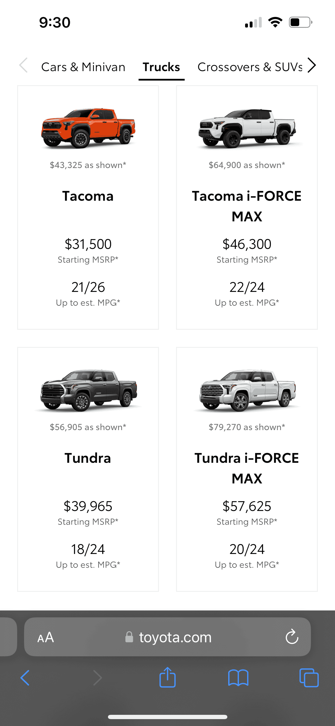 2024 Tacoma Toyota.com inventory search tool has Hybrid option! IMG_3048