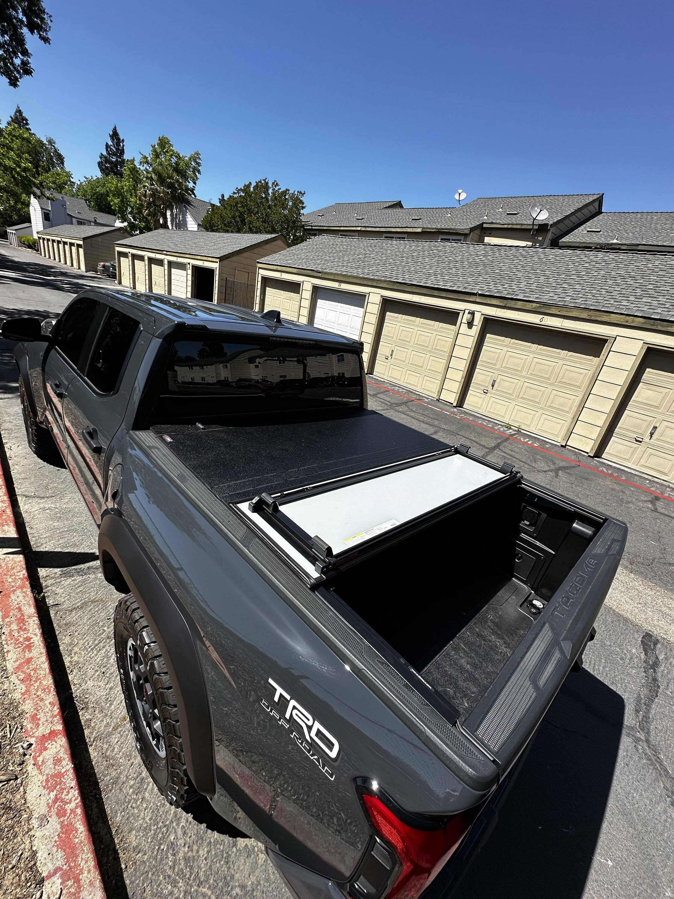 2024 Tacoma LoMax Stance hard tri fold tonneau cover installed IMG_2926.JPG