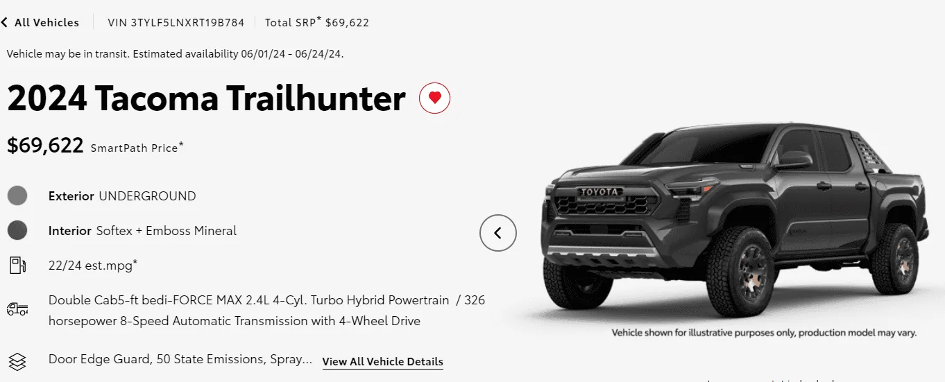 2024 Tacoma Trailhunter Allocations - post them here 📋 1716937053620