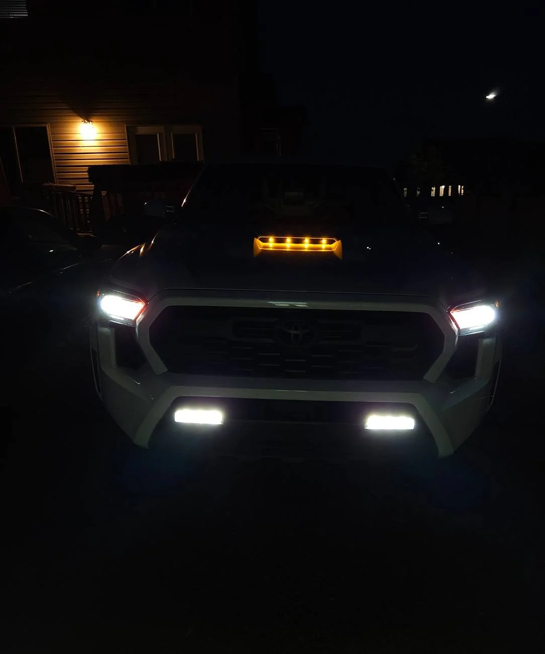 2024 Tacoma DIY: Amber Marker Lights in Hood Scoop 20240916_203127
