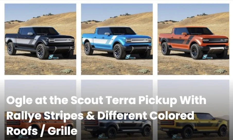 2024 Tacoma Official: Scout EV Pickup & SUV debut w/ Gas Range Extender, 4x4, BOF, Lockers, Sway Bar Disconnect -- All Specs, Wallpapers, Video scout-terra-pickup-colors-stripes-jpg-jpg