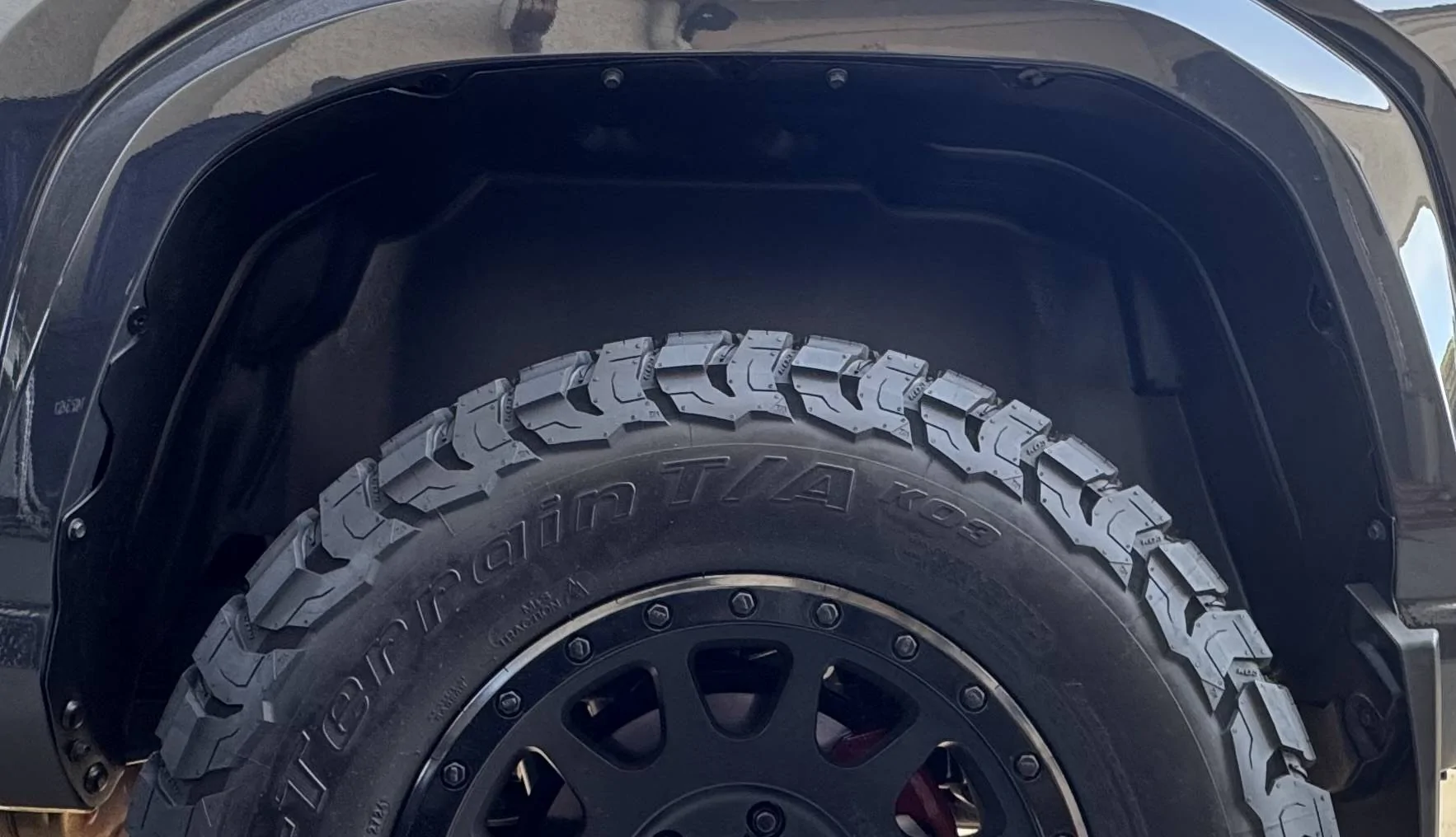 2024 Tacoma Rough Country Wheel Well Liners installed IMG_8214