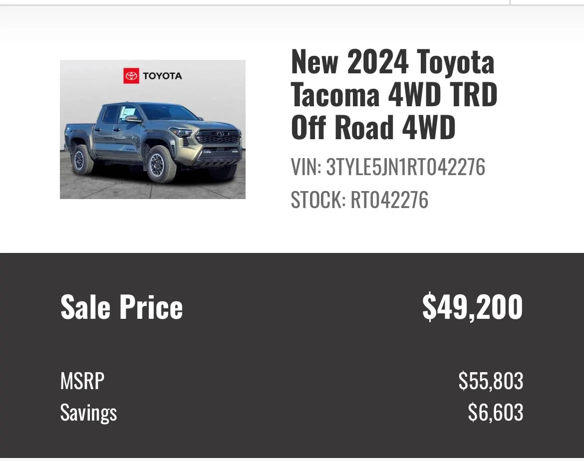 2024 Tacoma Tacoma 2024 price IMG_9316