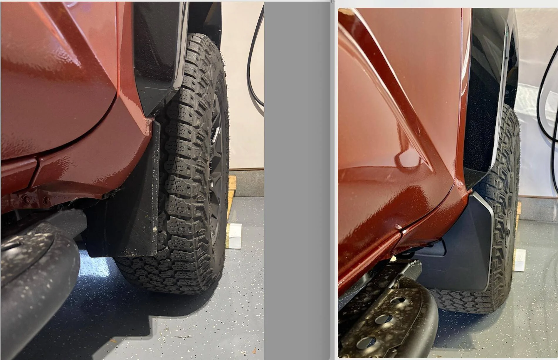 2024 Tacoma OEM mudflaps. Canada vs US. Front Old:N