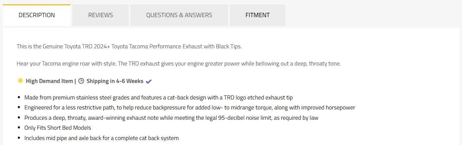2024 Tacoma TRD Performance Exhaust - PT226-35241-02 worth it? Sound clilps? 1740602335405-d4