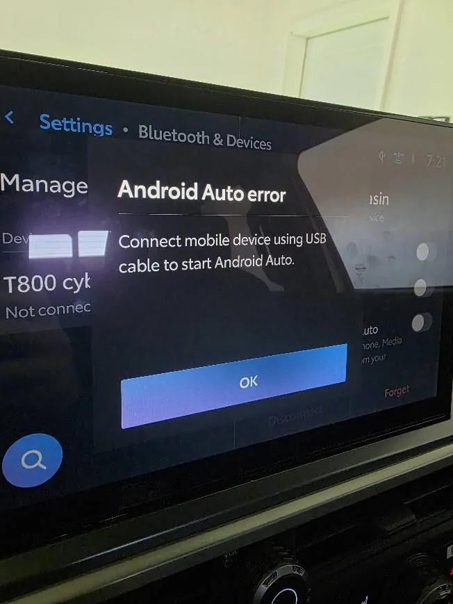 2024 Tacoma New Wireless car play/ Android auto issue requires being wired error