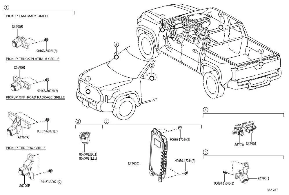 2024 Tacoma someone with OEM Trailhunter - what's your front camera mount part number? 1743086598792-kn