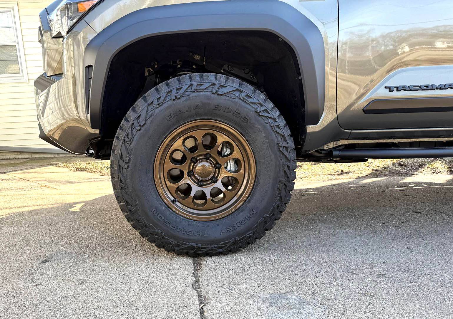 2024 Tacoma Bronze Oxide TRD OR 3" Lift, 35" Baja Boss ATs, SCS Blaze 10s +20 Offset 2025-03-14 15.48.30