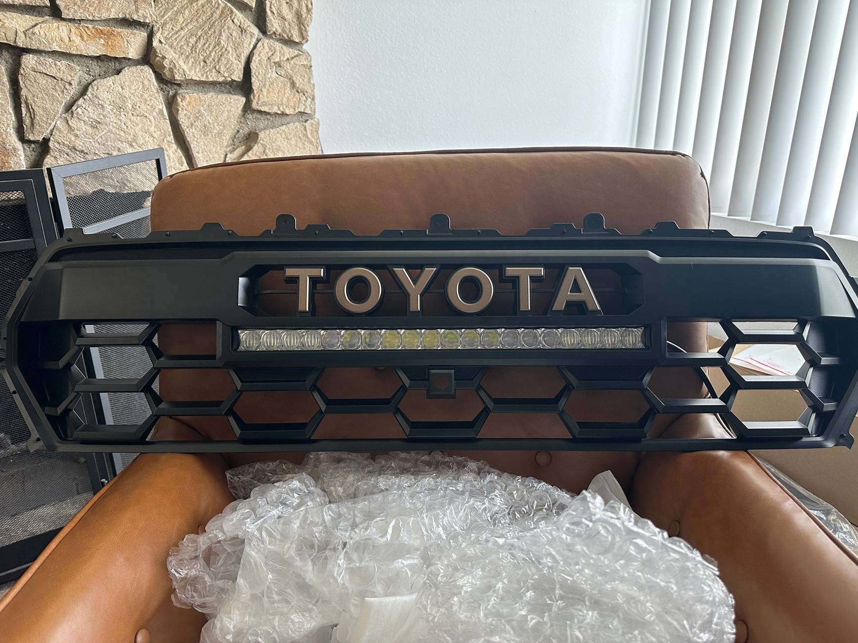 2024 Tacoma Cali Raised LED 20” light bar install on heritage grille IMG_8644