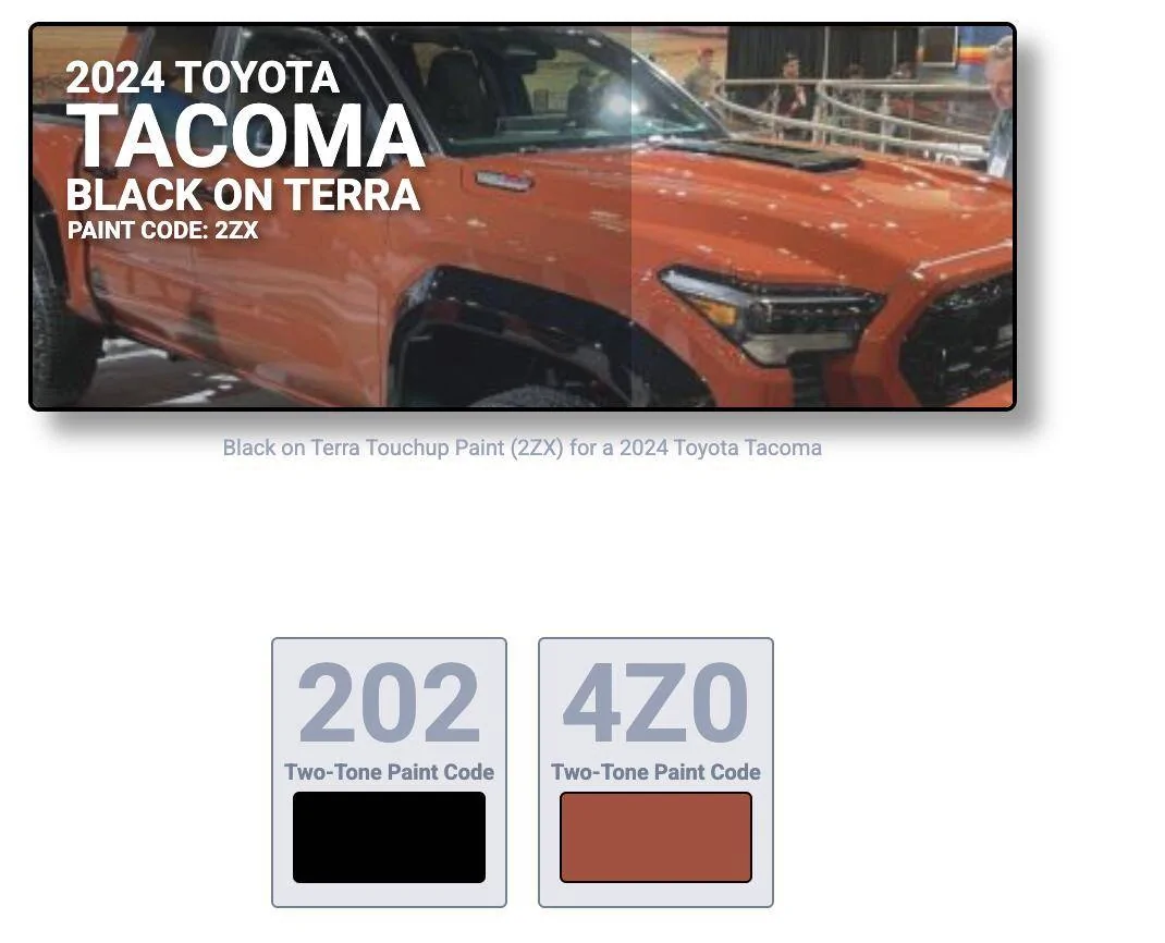 2024 Tacoma Touch up paint color code for 2024 Terra 1747053528614-n1