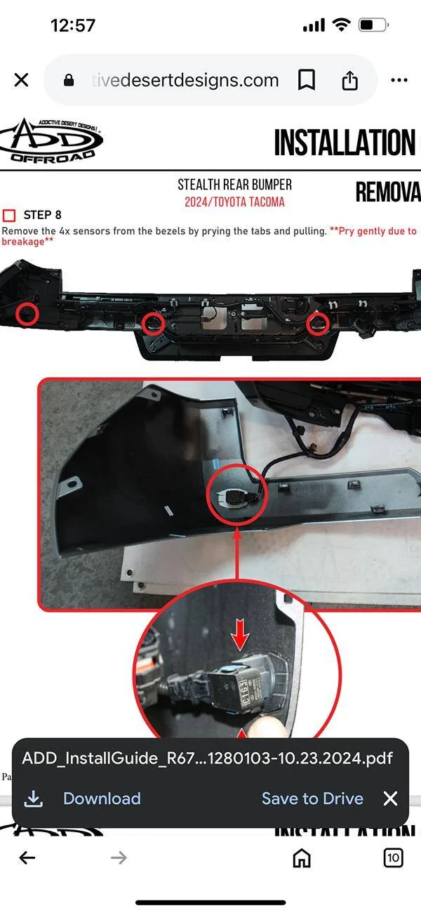 2024 Tacoma Need help with sensor issues on ADD rear bumper IMG_6971