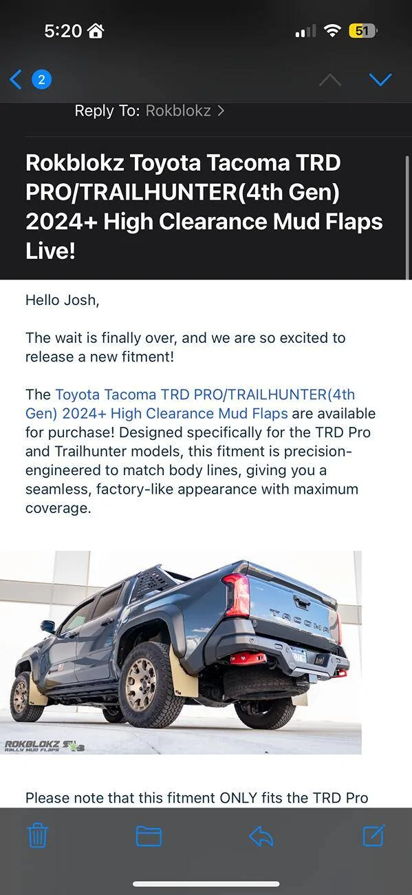 2024 Tacoma Striking out-Mudflaps for the 2025 Tacoma TRD Pro (w/fender flares) IMG_6367