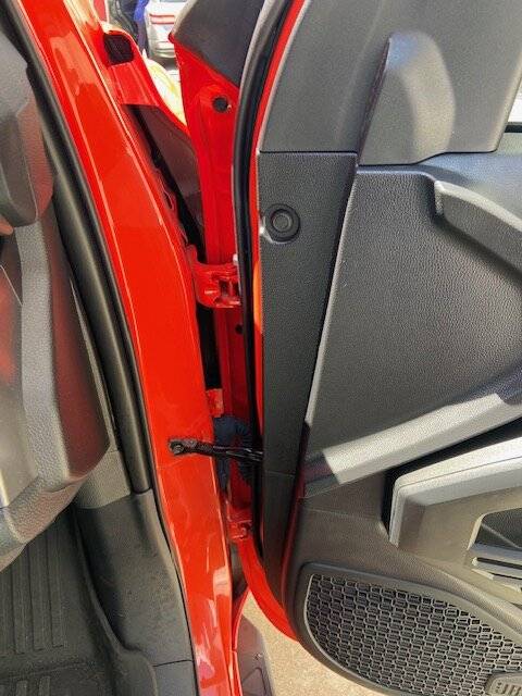 2024 Tacoma Installed OEM front door edge weather stripping IMG_1443