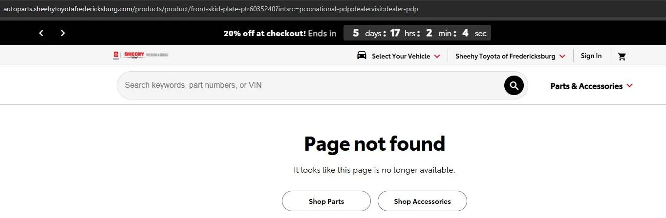 2024 Tacoma 20% off all Toyota OEM parts from online dealers until July 7 Toyota Error