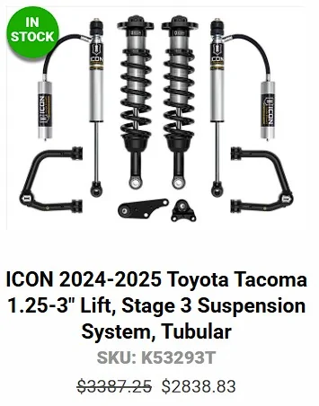 2024 Tacoma Best value mid budget shocks Icon