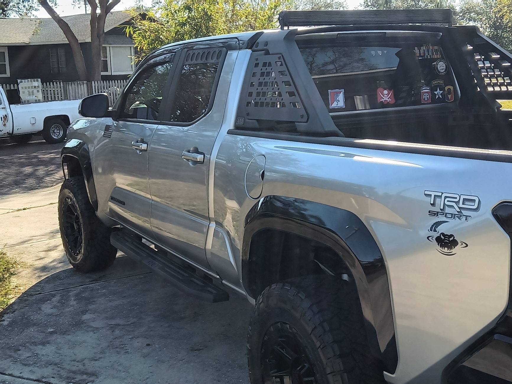 2024 Tacoma 2024 TRD Sport Silver with TRD Pro style Satin Black Wrap on Roof, Pillars, Mirror, Fender Flares sil8