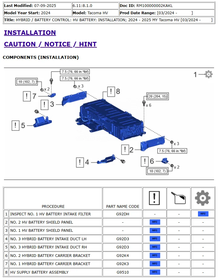 2024 Tacoma Hybrid Battery Removal and Replacement Procedure 1753838172622-vi