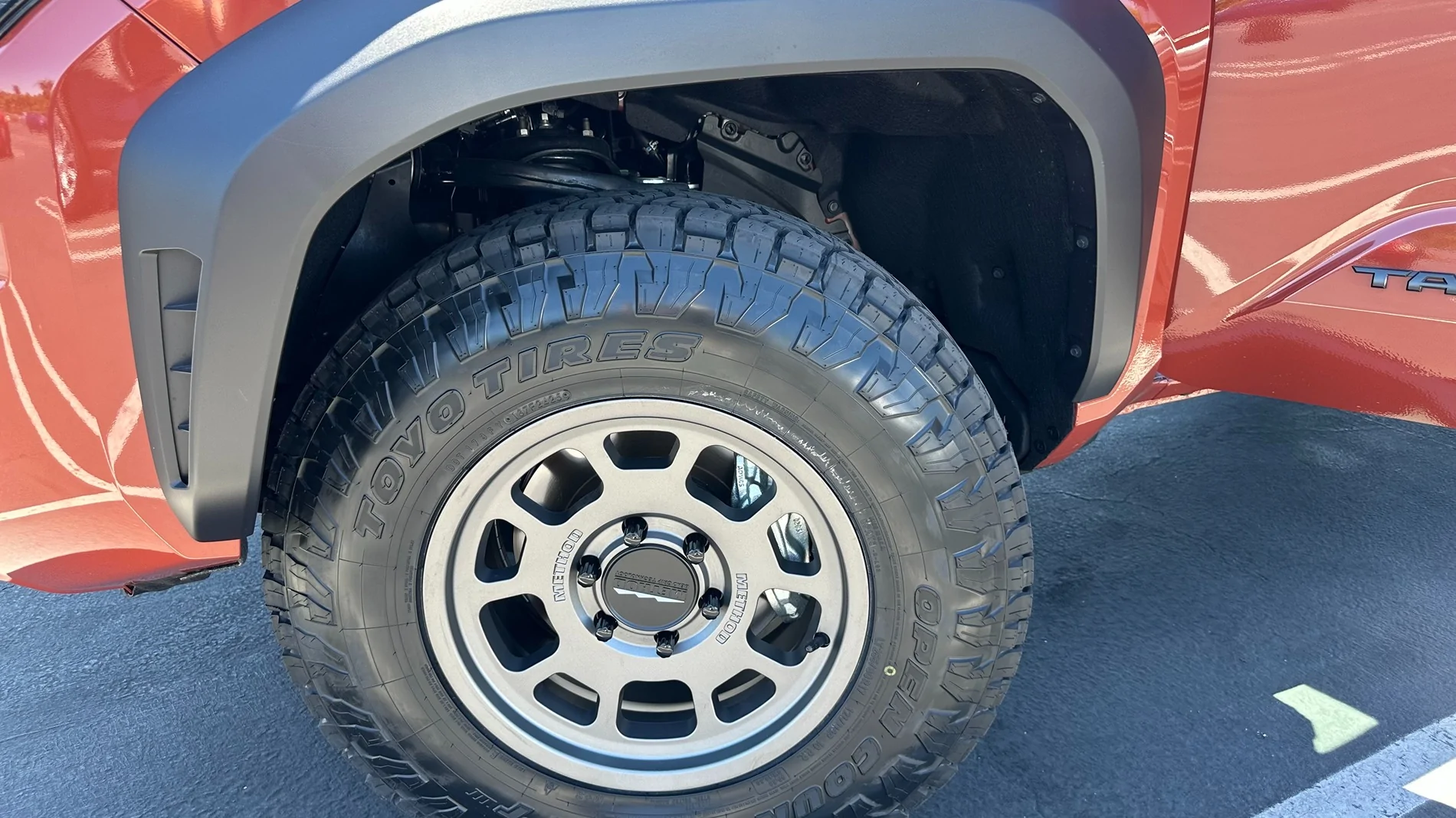 2024 Tacoma Rutsy's Terra Off Road with Pizza Cutters - Toyo Open Country 255/80/17 with Method 705 +35 in Titanium IMG_1545