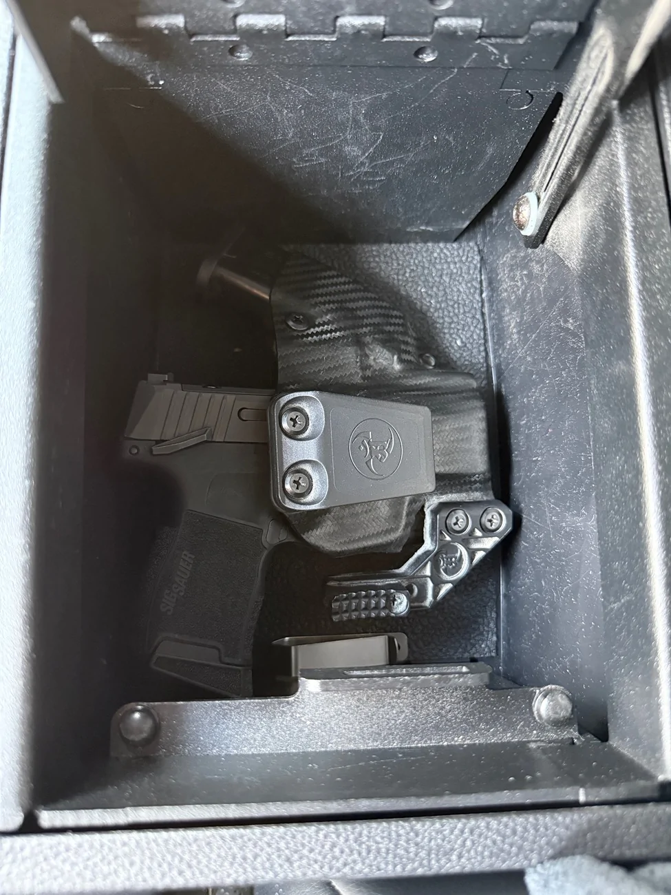 2024 Tacoma OEM Center Console Safe Vault installed photos IMG_4557