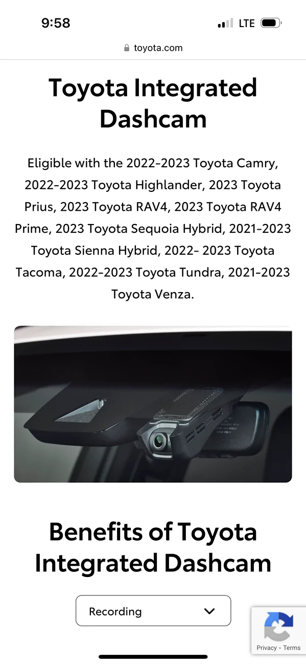 2024 Tacoma Looking for Intergrated Dash Cam Mount Part Number IMG_2213