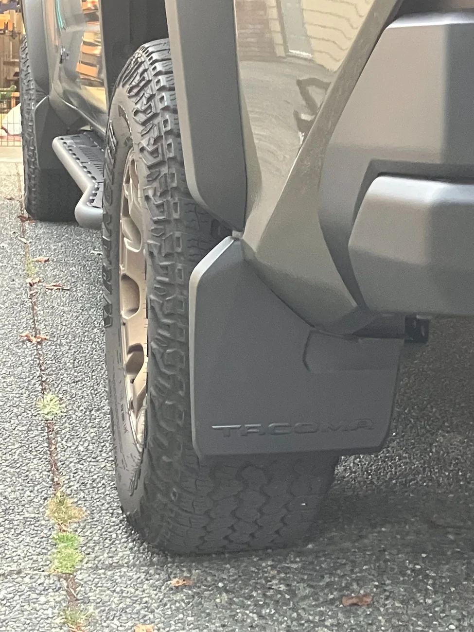 2024 Tacoma Ark TriXpoly Mudflaps Installed on Trailhunter OEM_RB1