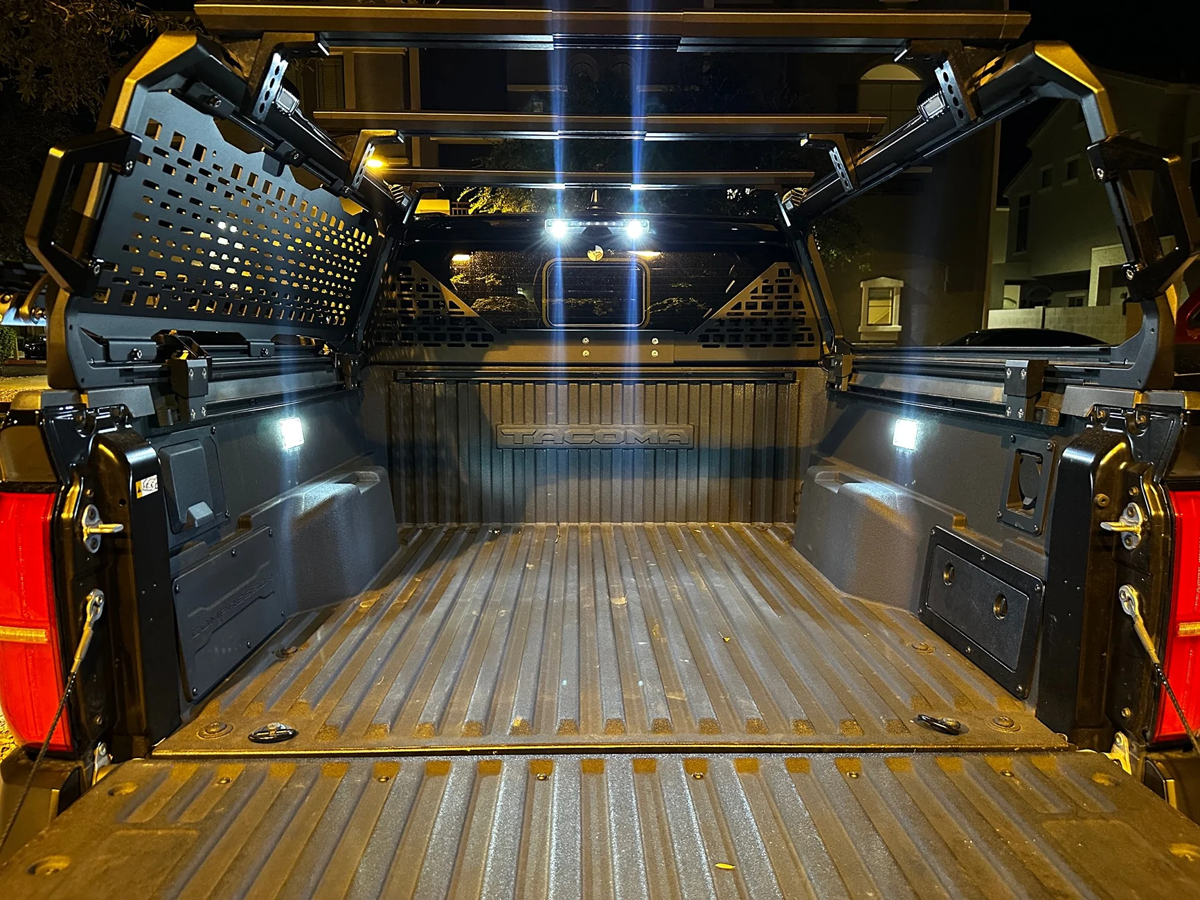 2024 Tacoma RIGID Scene Lights Installed on IBEX Bed Rack IMG_8734