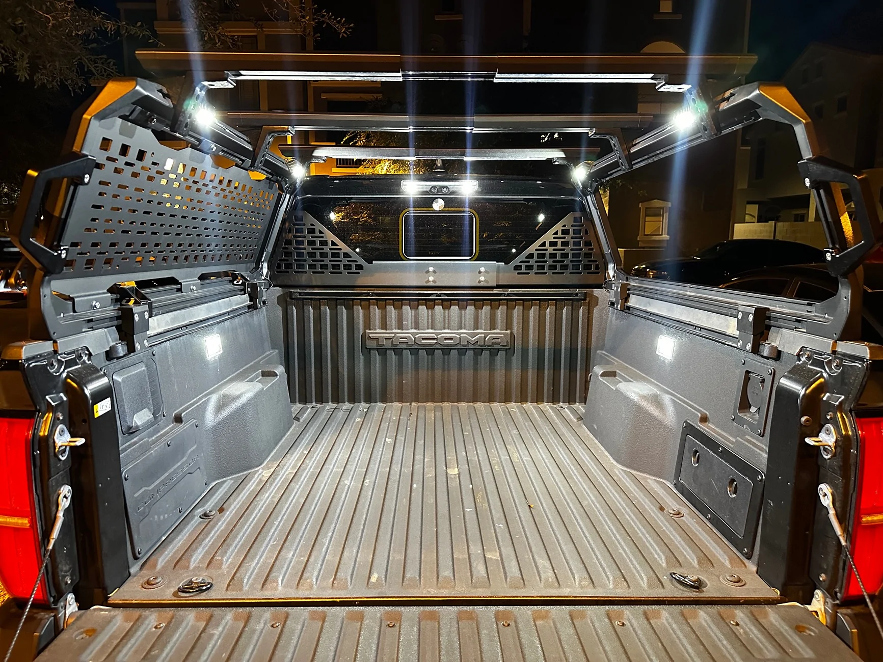 2024 Tacoma RIGID Scene Lights Installed on IBEX Bed Rack IMG_8732
