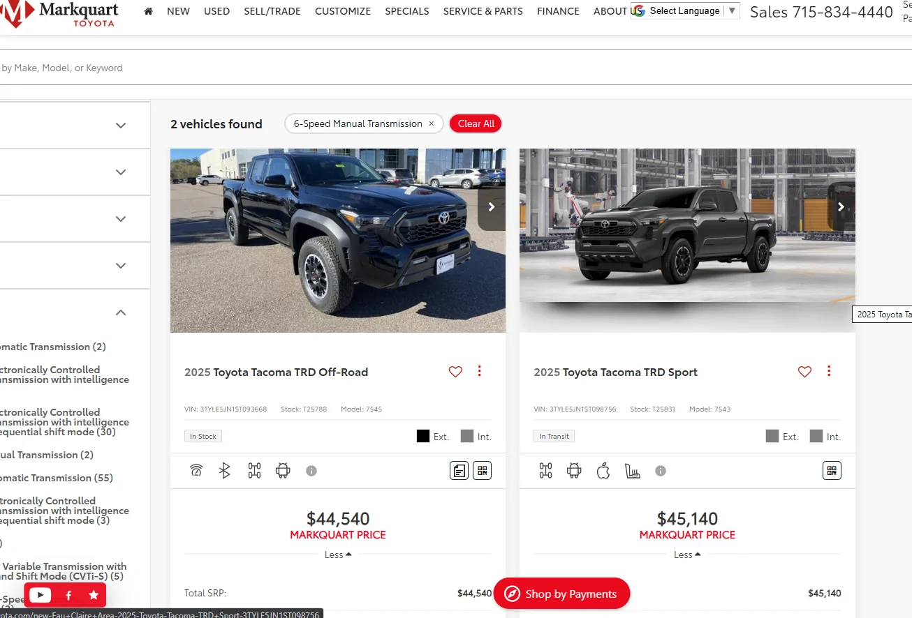 2024 Tacoma 6 M/T Availability - is Toyota stealth ending MT production? 1760706779725-s9