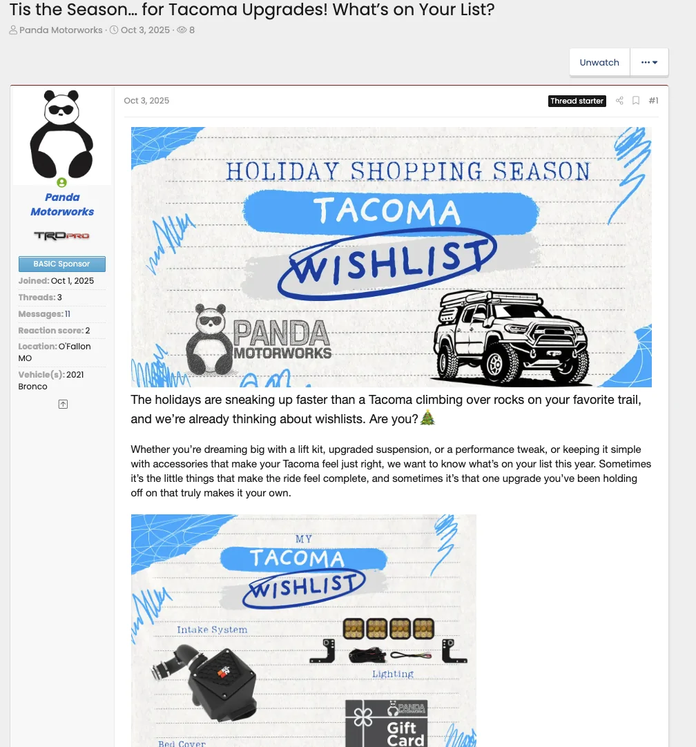 2024 Tacoma Introducing Panda's New 2025 Toyota Tacoma SR5! Screenshot 2025-11-11 at 1.45.19 PM