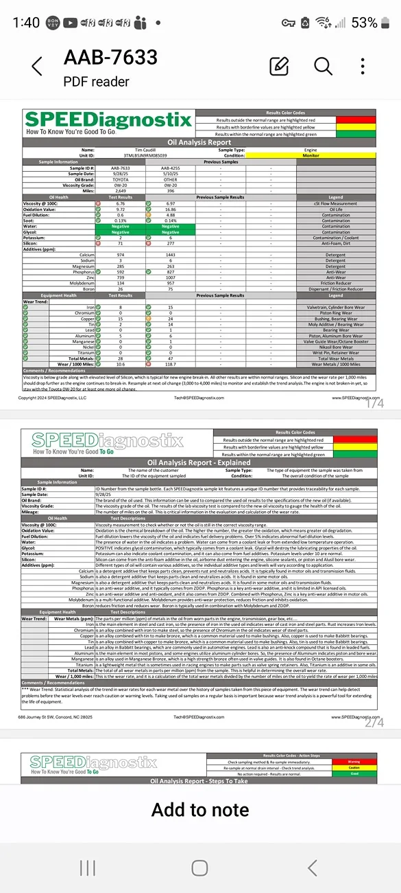 2024 Tacoma Oil/Fuel Dilution Concerns... Screenshot_20251114_134011_Samsung Notes