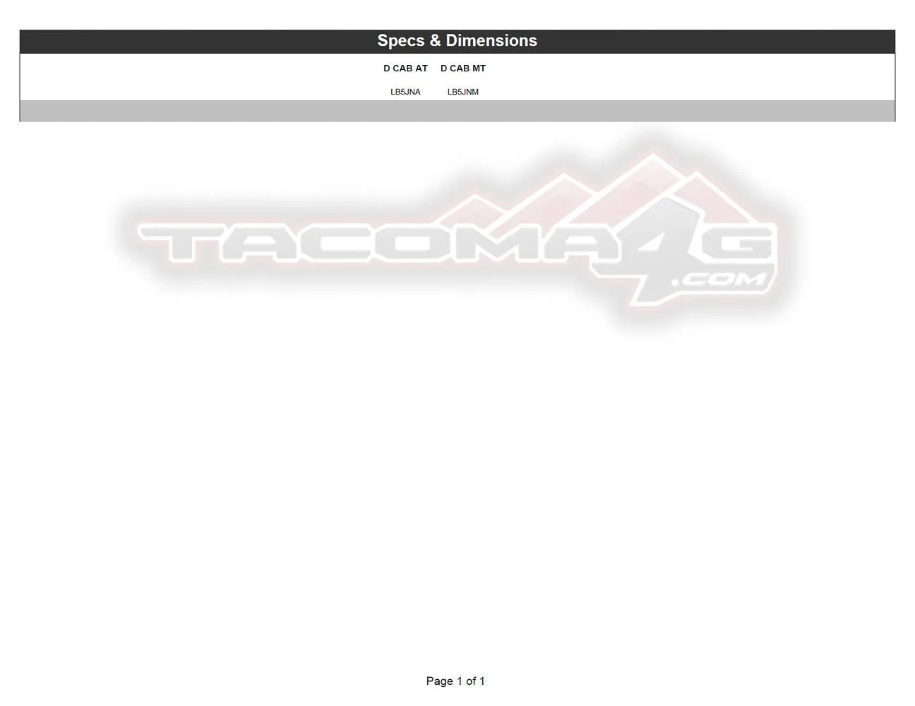 2024 Tacoma 2024 Tacoma Double Cab Gas Models Trim/Packaging Details (Canada) 2024-tacoma-order-guide-canada-18