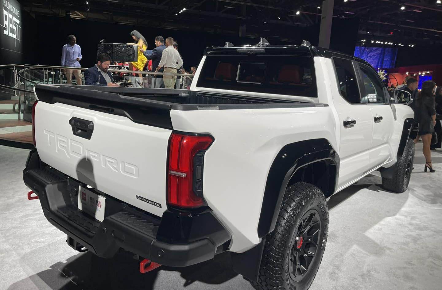 2024 Tacoma 2024 Tacoma TRD Pro (Terra & Wind Chill Pearl White Colors) on display White 2024 Tacoma TRD Pro 3