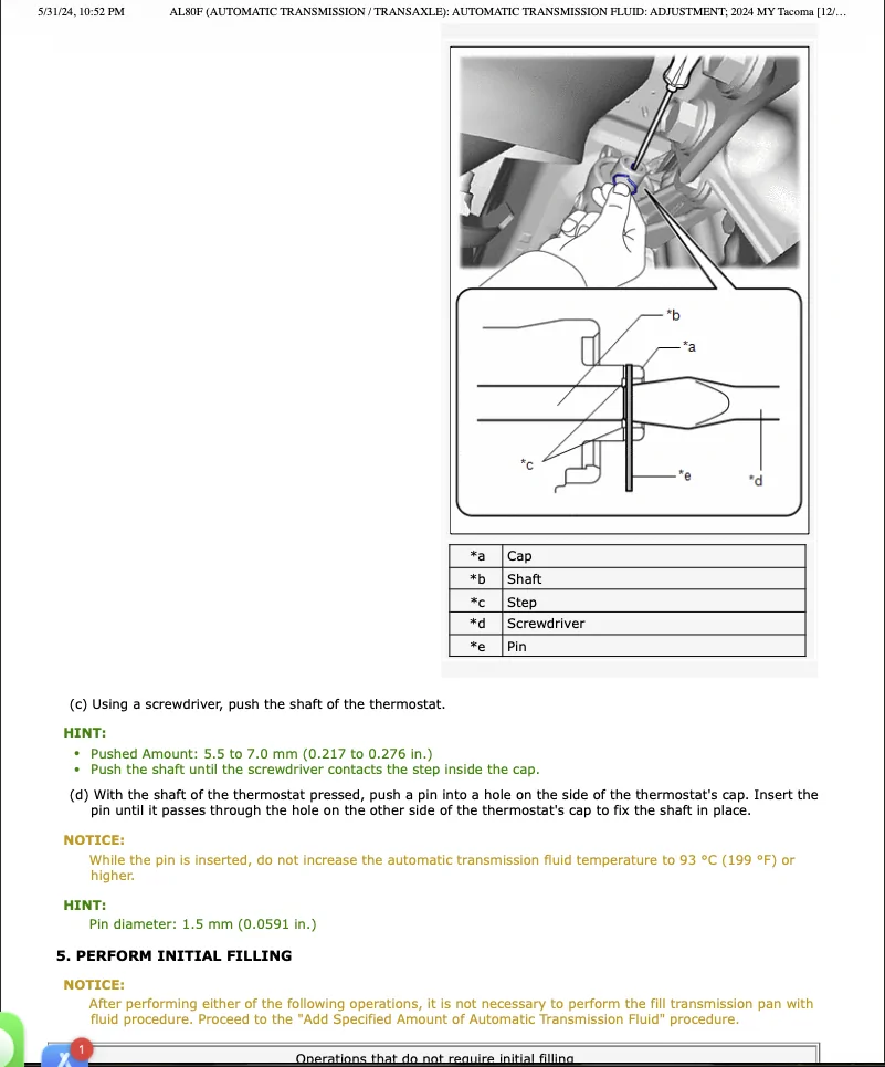 2024 Tacoma 4th Gen auto trans drain/refill procedure pdf Screenshot 2025-11-28 at 10.02.09 PM