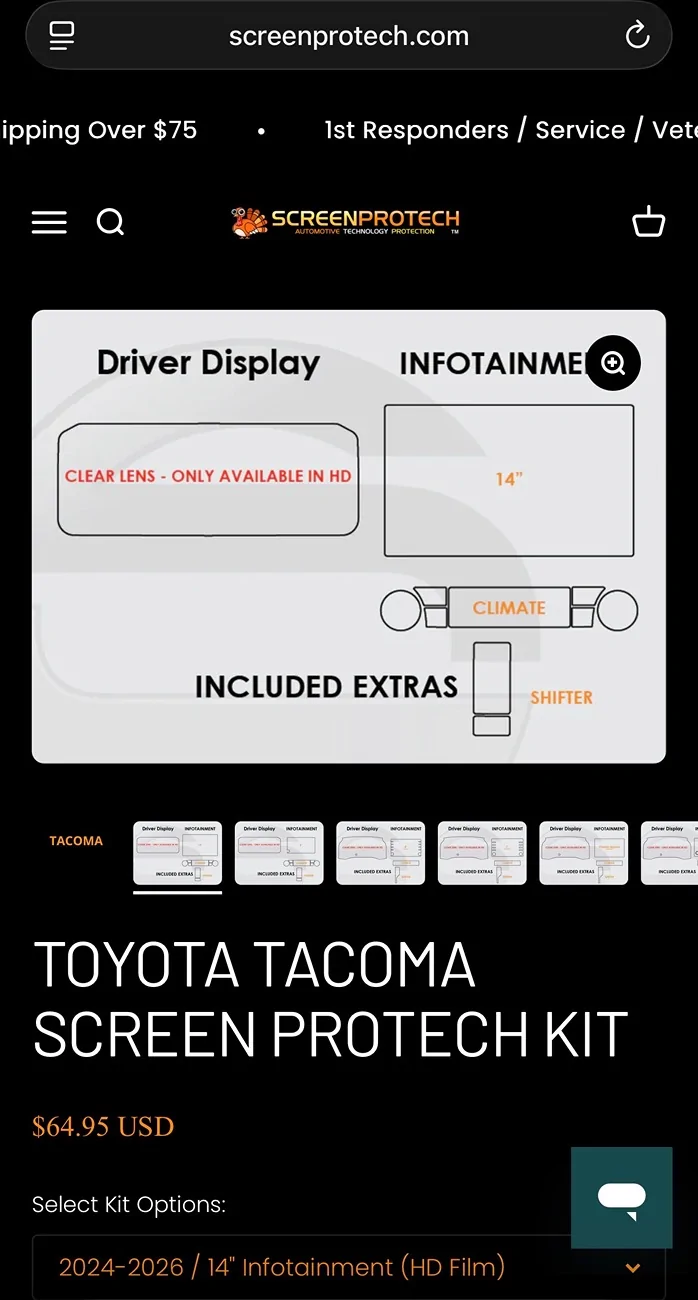 2024 Tacoma Screen Protech Film IMG_2791
