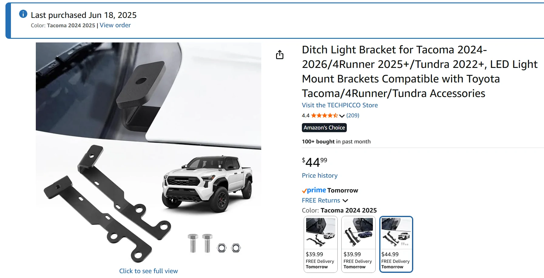 2024 Tacoma Non hood mounted ditch light brackets? 1765935294208-pc