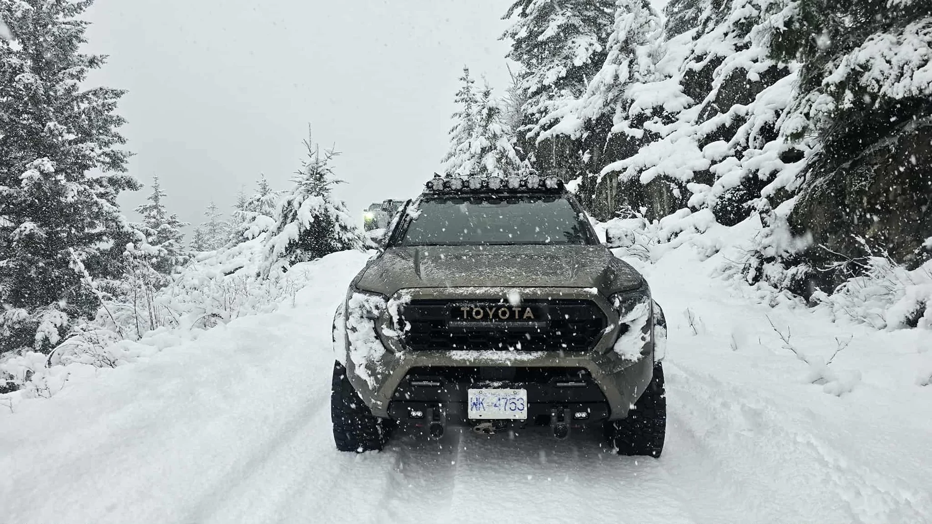 2024 Tacoma Trailhunter in the snow - mountains of British Columbia Taco sno