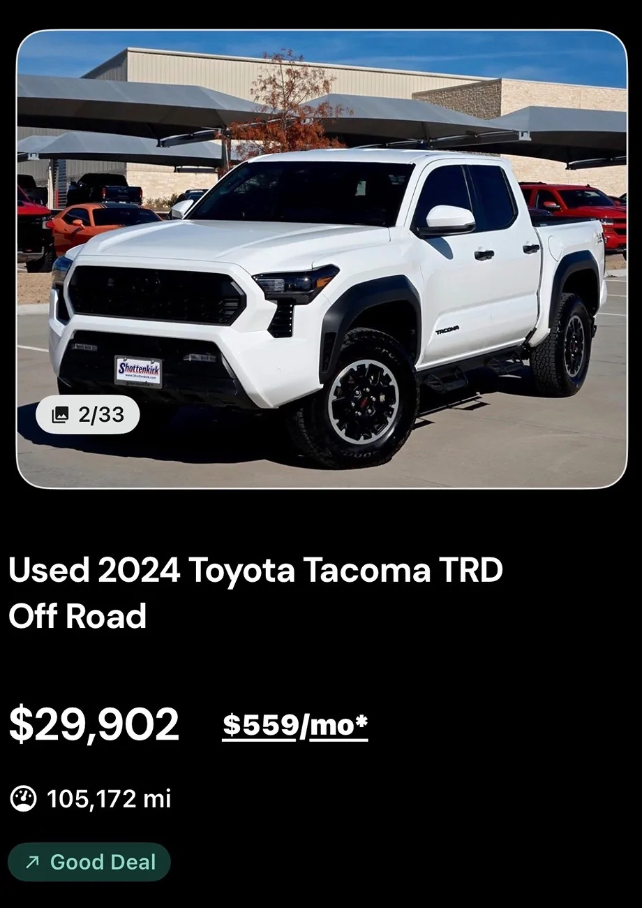2024 Tacoma Low mileage trade in's - why?? IMG_0140