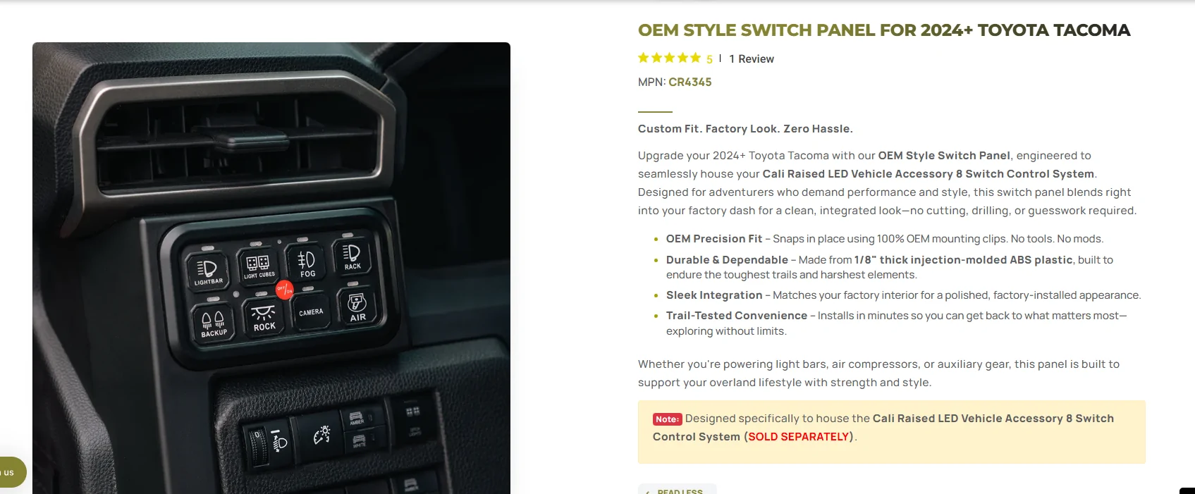 2024 Tacoma Auxbeam switch panel install custom bracket with warn power interrupt kit for winch 1769522347754-da