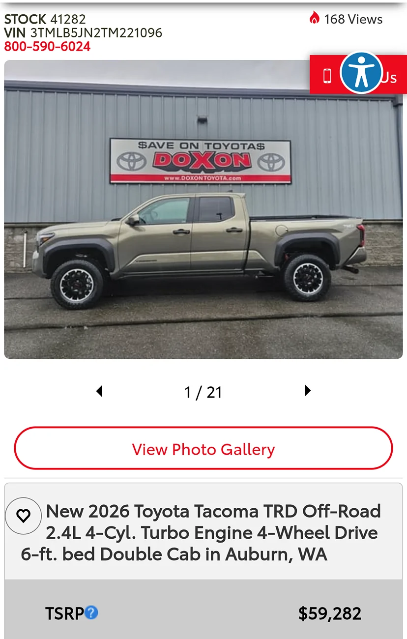 2024 Tacoma Factory Lift Kit for 4th gen Tacoma are discontinued? Screenshot_20260129-191938