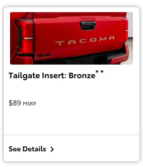 2024 Tacoma OEM Bronze Tailgate Letter Insert? 1770715011214-wf