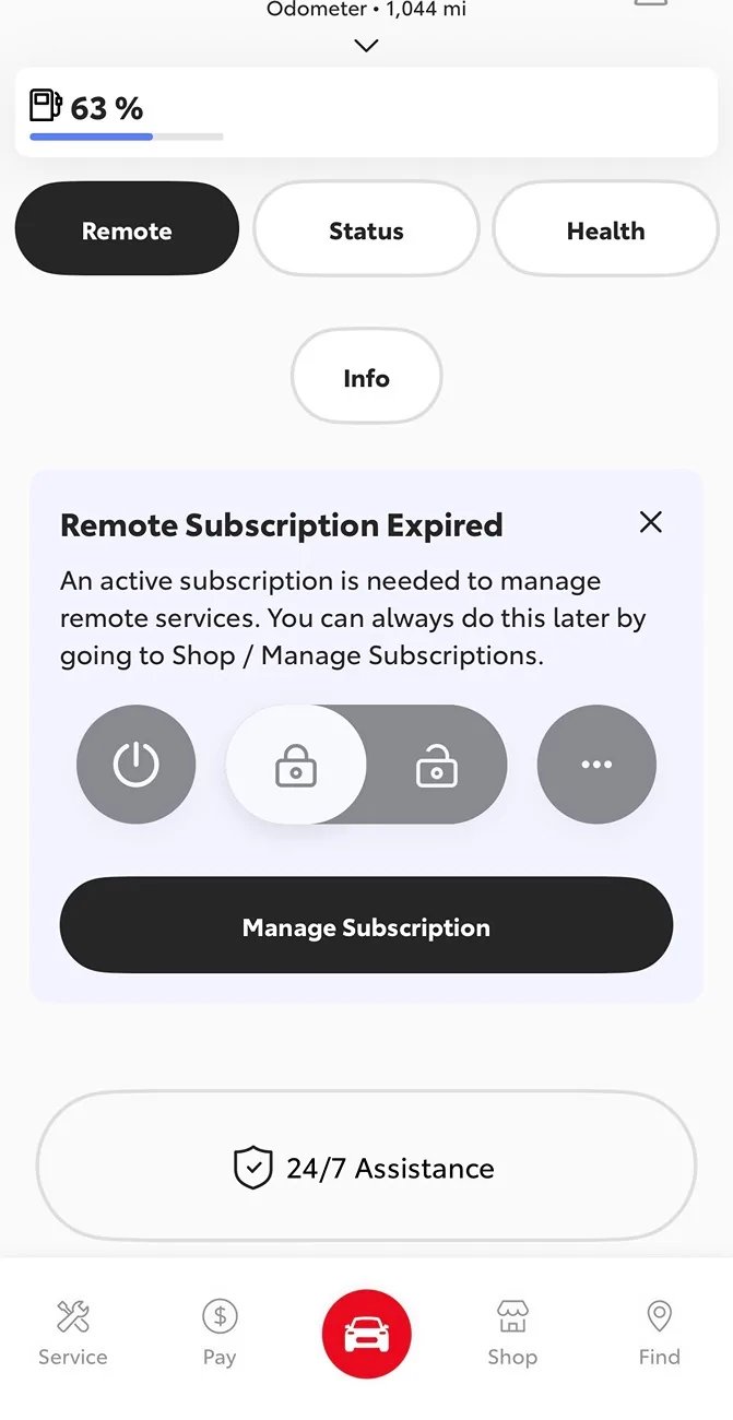 2024 Tacoma Toyota app issue Remote IMG_8871