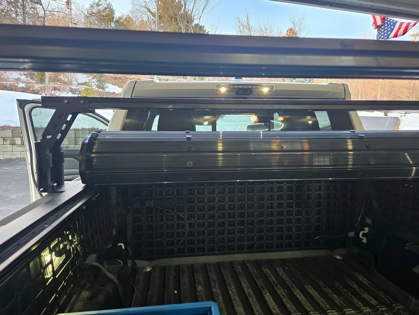 2024 Tacoma Rough Country hard roll up bed cover WITH TRUKD T Series 12.5" Bed Rack First Rail Clearanc
