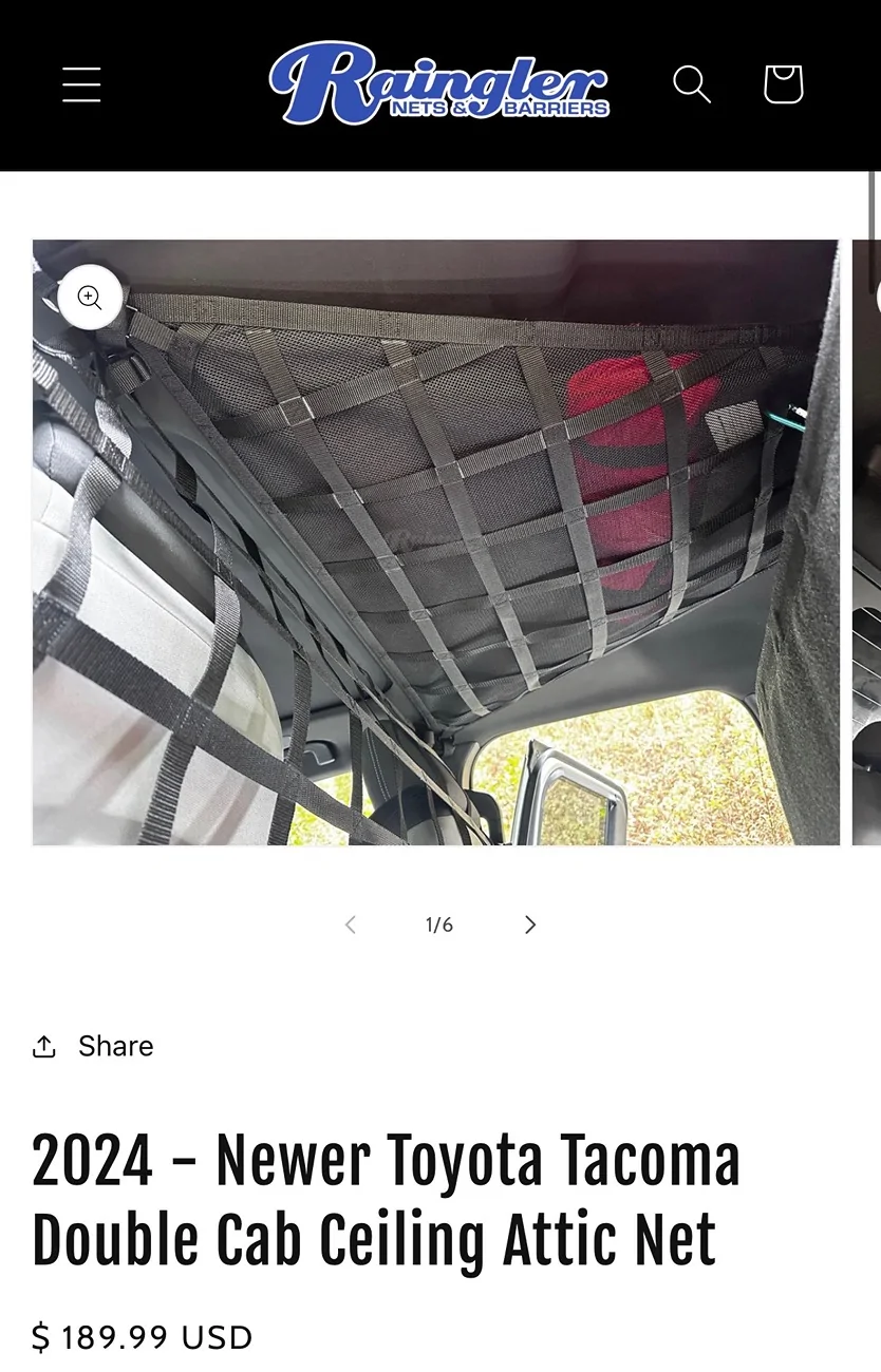 2024 Tacoma Raingler attic net IMG_4995