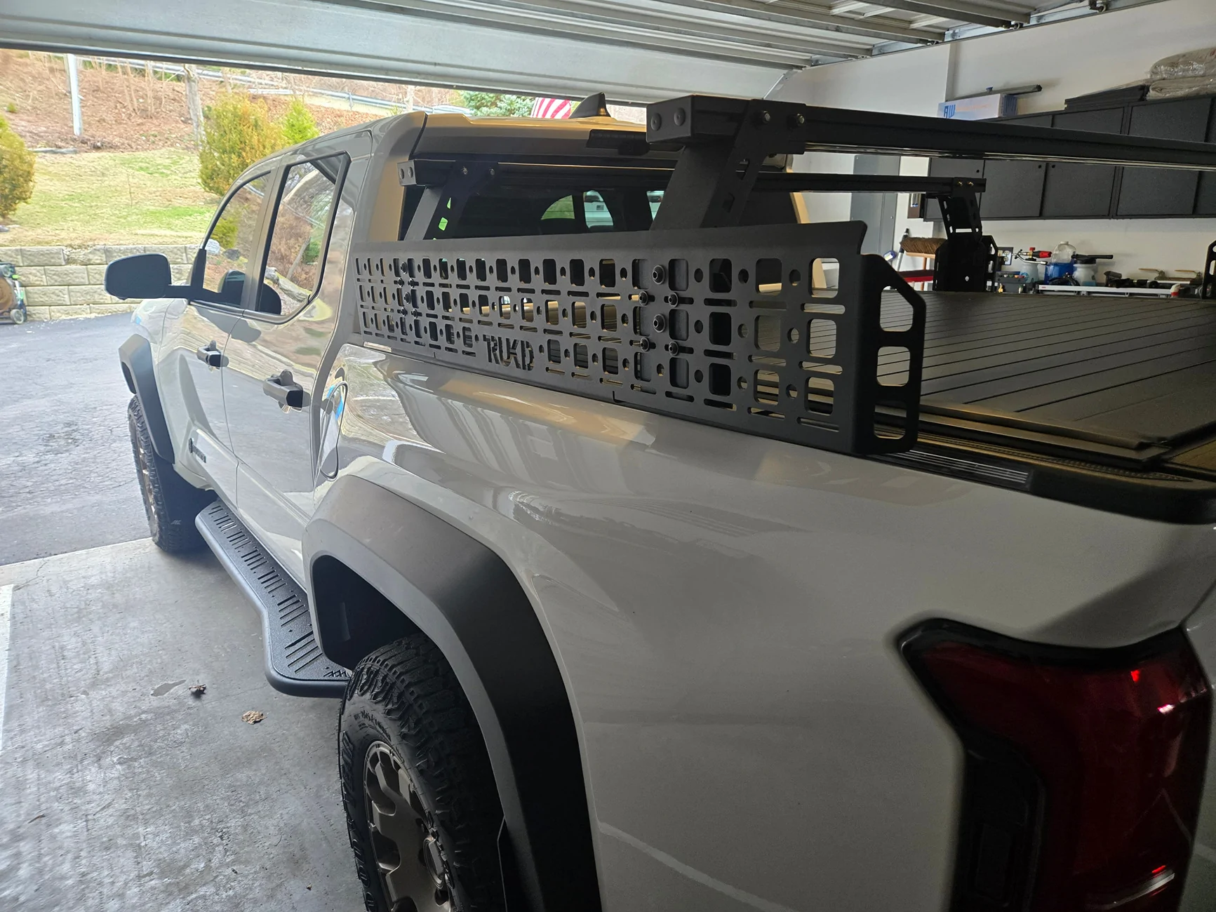 2024 Tacoma Rough Country hard roll up bed cover WITH TRUKD T Series 12.5" Bed Rack 20260314_093638