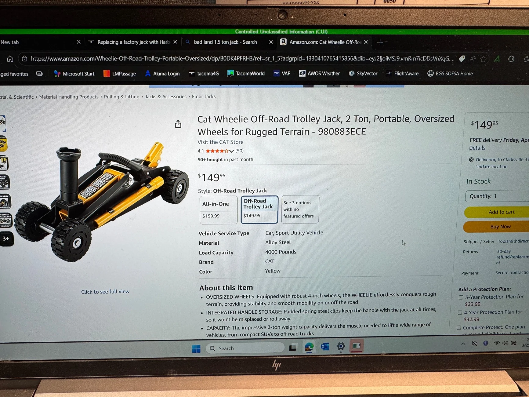 2024 Tacoma CAT wheelie Off Road 2 Ton Jack IMG_2449