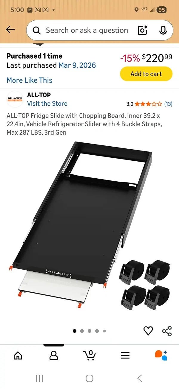 2024 Tacoma All Top Fridge/diesel heater/solar battery slide. Screenshot_20260331_170035_Amazon Shopping