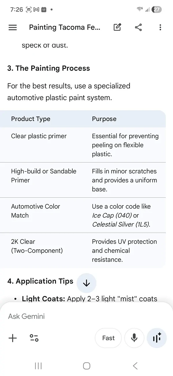 2024 Tacoma TRD Off Road OEM Flares, paintable? Screenshot_20260417_072616_Googl