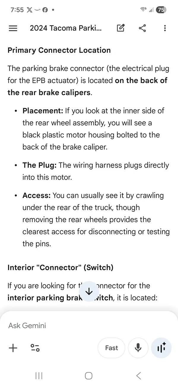 2024 Tacoma Parking Brake connector location Screenshot_20260419_075501_Googl