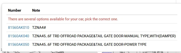 2024 Tacoma Tail Lights Part Numbers: AK010 vs AK040 vs AK050 Left Tail light